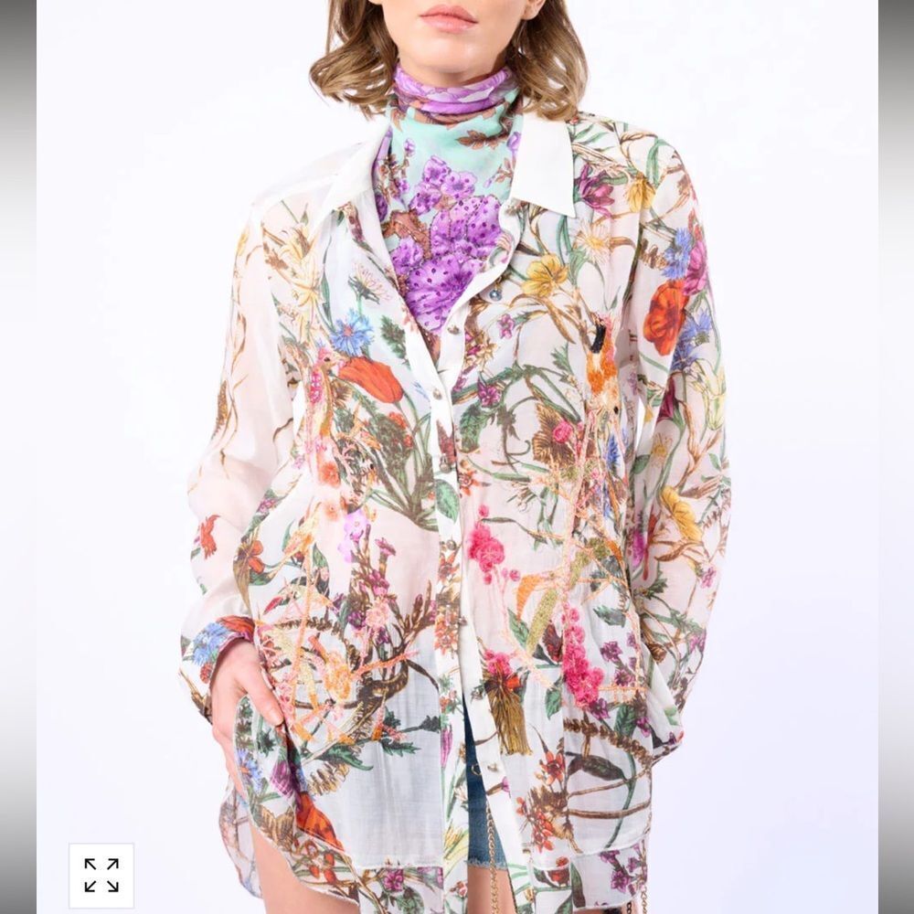 Aratta Lilia Embroidered Button Down Shirt